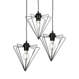 Lustra cu trei becuri, metal, negru, 30x30x75 cm