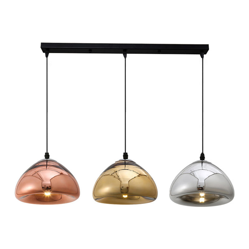 Lustra cu trei lumini Ovalone G9 argintiu aurie bronz metal si sticla, 58x58x100 cm