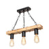 Lustra cu trei lumini PWL-1027, E27, Natural-negru, 49x10x47 cm