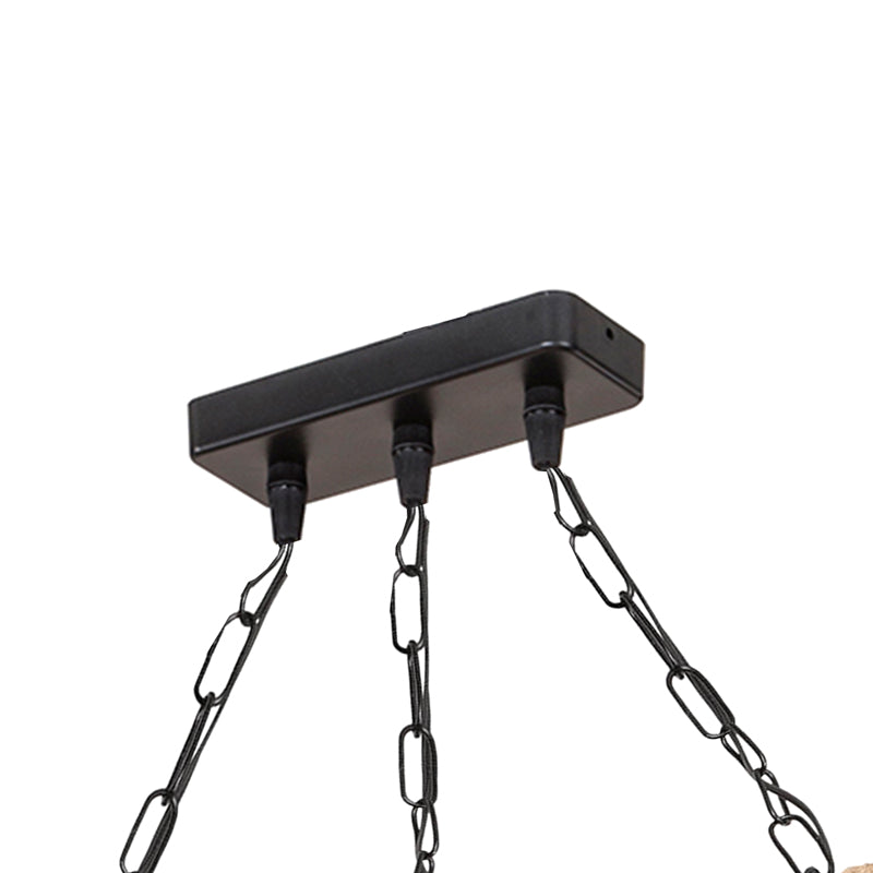 Lustra cu trei lumini PWL-1027, E27, Natural-negru, 49x10x47 cm