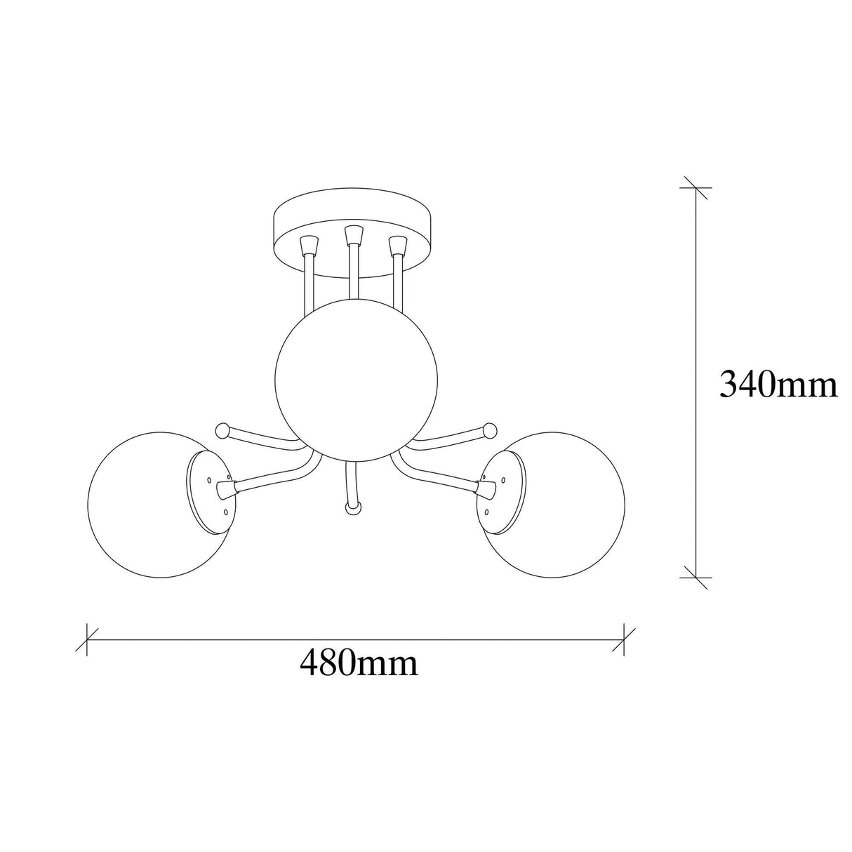 Lustra Daisy Chandelier, Negru, 48x48x34 cm
