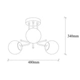 Lustra Daisy Chandelier, Negru, 48x48x34 cm