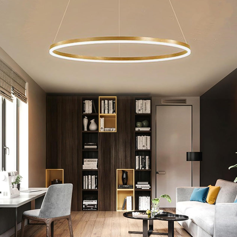Lustra Nebrian, metal si LED, D60x15 cm - Auriu