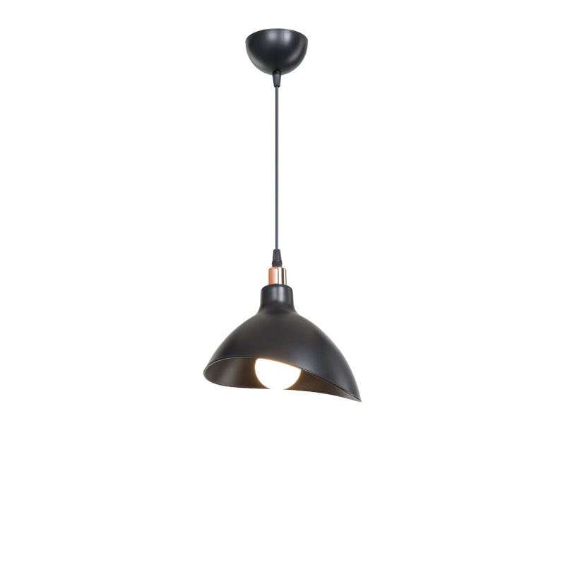 Lustra de tavan cu un singur bec Oufoa, Alb - Negru, D22x22 cm - Negru