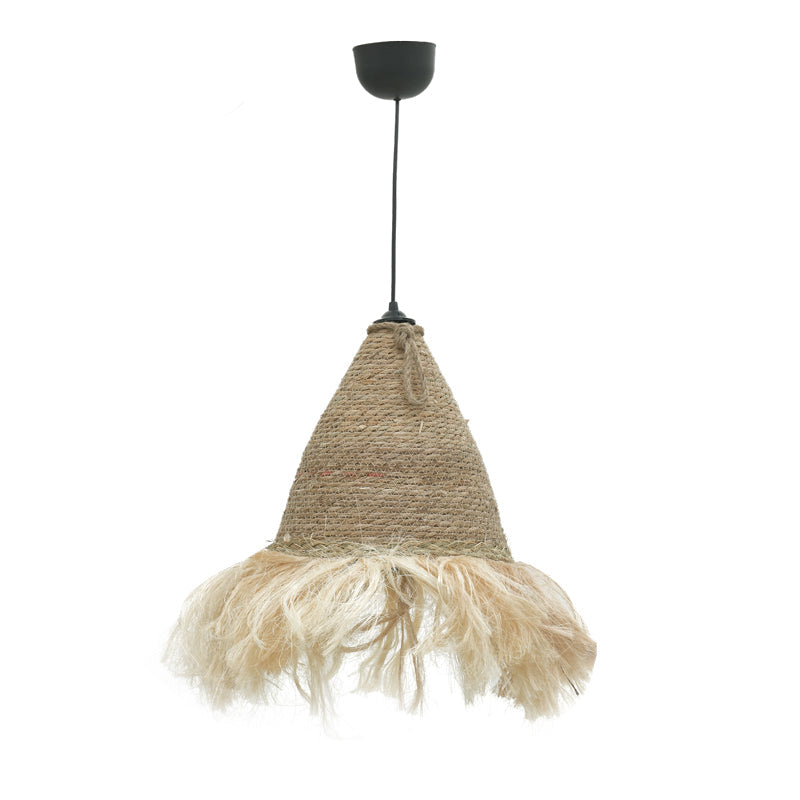 Lustra din iuta Ge Geole, Natural, D30x84 cm