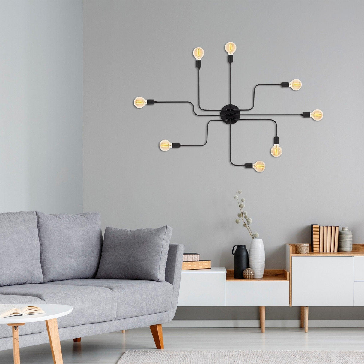 Lustra Lumenus, Negru, 140x140x15 cm
