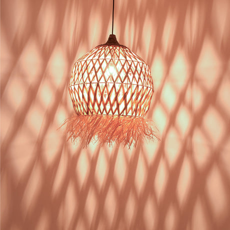Lustra Marjione din fibre eco, Natural, 45x45x55 cm