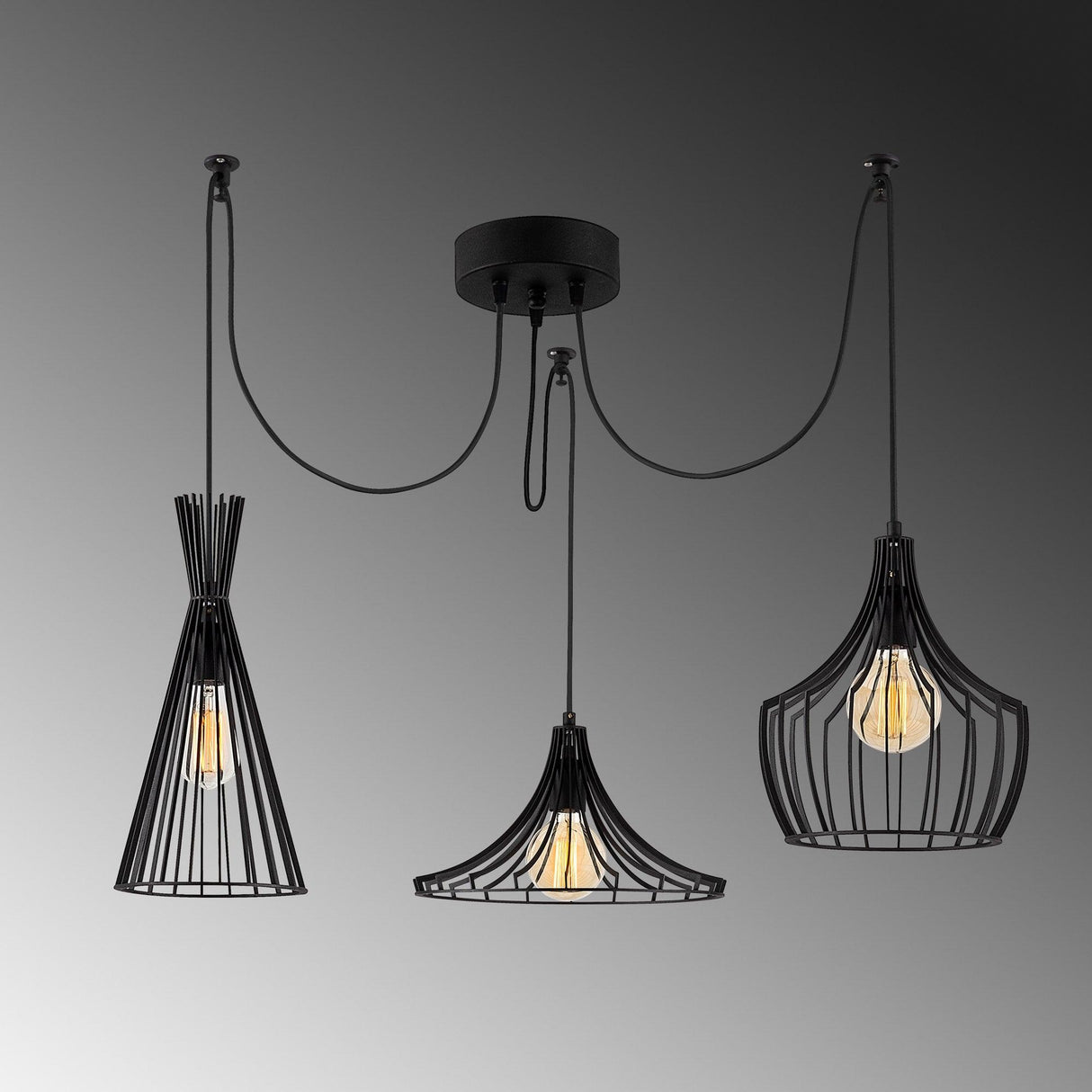 Lustra Mezopotamya Chandelier, 114x114x130 cm - Negru