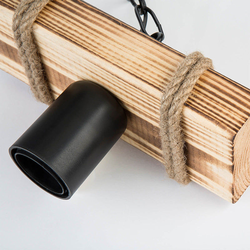 Lustra PWL-1027 metal, negru-Natural, 20x10x43 cm, perspectiva suplimentara