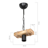 Lustra PWL-1027 metal, negru-Natural, 20x10x43 cm