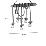 Lustra Ropily II metal Natural si funie, 80x15x100 cm