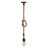 Lustra suspendata cu funie Vertuko, metal și sfoara, negru-Natural, 10x100 cm