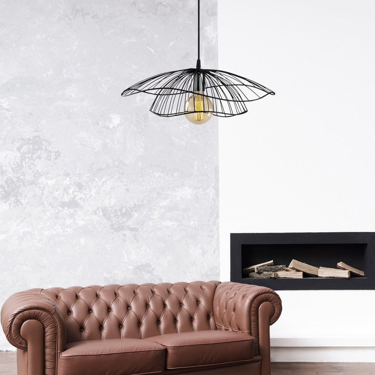 Lustra Tel - 6503, 50x50x111 cm - Negru