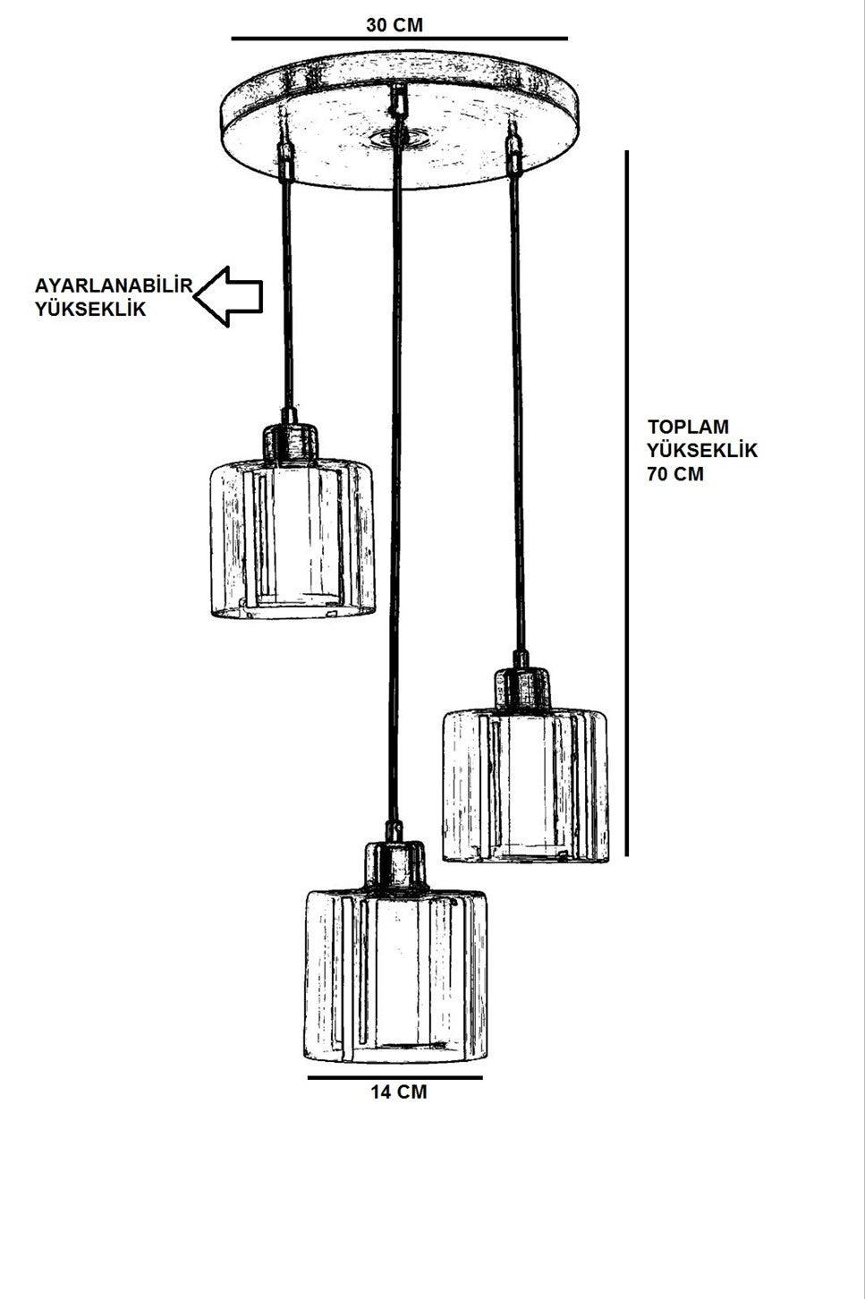 Lustra Yeni Chandelier, Cupru, 30x30x70 cm
