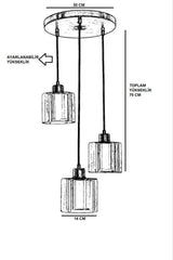 Lustra Yeni Chandelier, Cupru, 30x30x70 cm