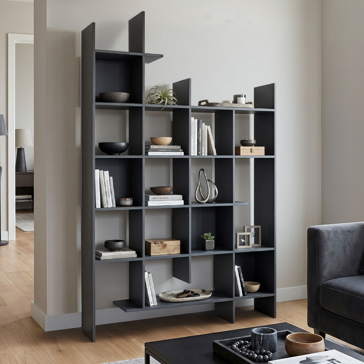 Manco Bibliotecă, Antracit - Sonoma, 122x26x188 cm - Manco Bibliotecă, Antracit - Sonoma, 122x26x188 cm