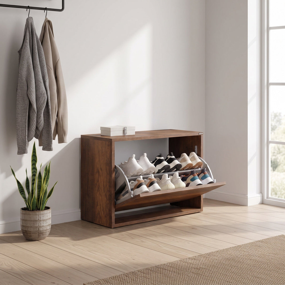 Pantofar Băncuță SHC-110-BB-1 Home Collection®, cu Șezut, 6 Perechi, 60x42x30 cm - Maro | SKU: SHC-110-OA-1