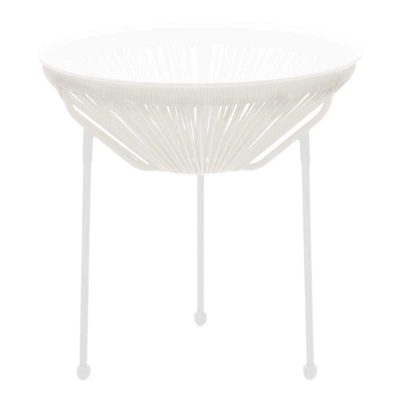 Masă Acapulco, Metal și Rattan, Alb - Negru, 50x52 cm - Alb