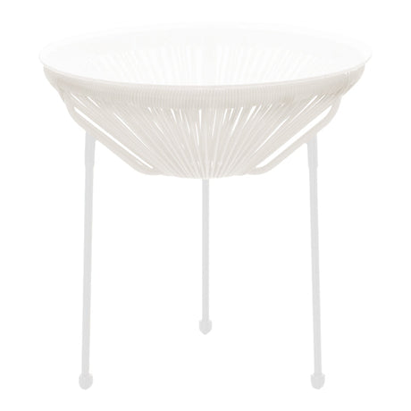 Masă Acapulco, Metal și Rattan, Alb - Negru, 50x52 cm