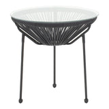 Masă Acapulco, Metal și Rattan, Alb - Negru, 50x52 cm - Masă Acapulco, Metal și Rattan, Alb - Negru, 50x52 cm
