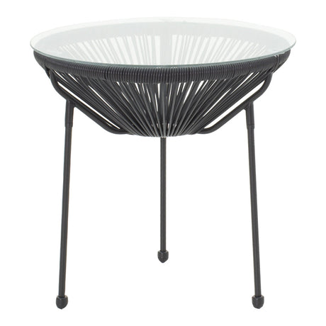 Masă Acapulco, Metal și Rattan, Alb - Negru, 50x52 cm