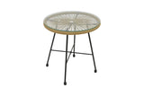 Masa Acapulco negru din metal cu ratan, Natural, 50x50x50 cm