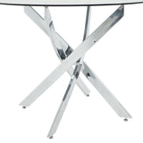 Masa Antoro cu blat din sticla, Diverse culori, D100x75 cm - Argintiu