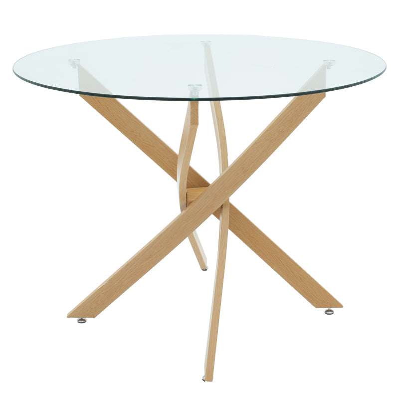 Masa Antoro cu blat din sticla, Diverse culori, D100x75 cm - Natural