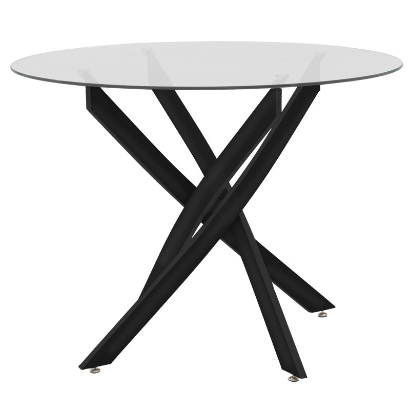 Masa Antoro cu blat din sticla, Diverse culori, D100x75 cm - Negru