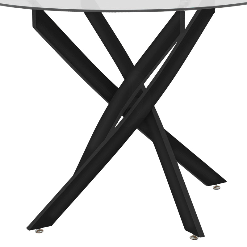 Masa Antoro cu blat din sticla, Diverse culori, D100x75 cm - Negru