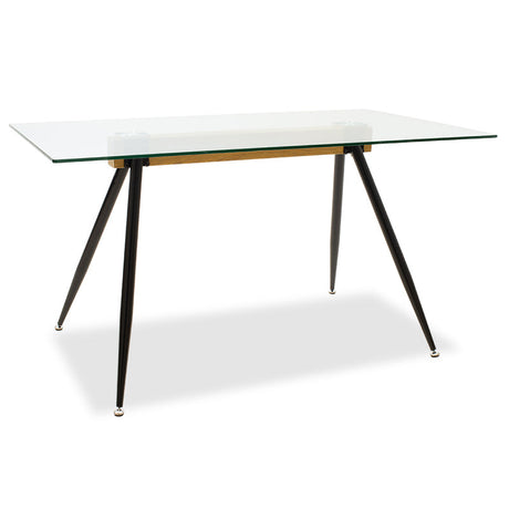 Masa Astrid, Negru - Natural - Transparent, 140x80x75 cm