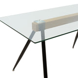 Masa Astrid, Negru - Natural - Transparent, 140x80x75 cm