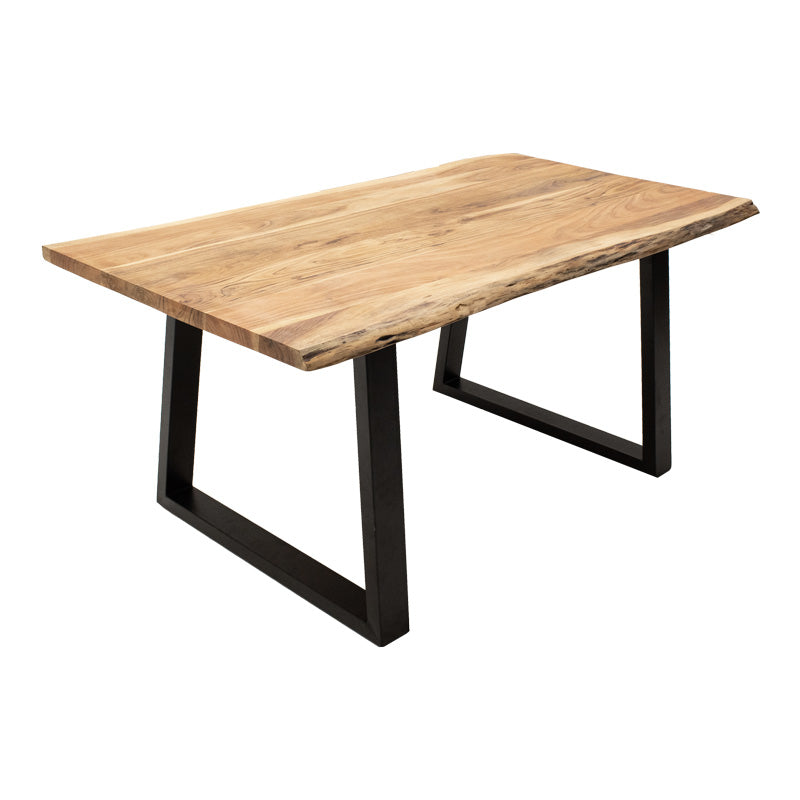 Masa Boho Miles, Lemn de salcam grosime 3 cm, Natural - Nuc, 140x80x76 cm - Natur