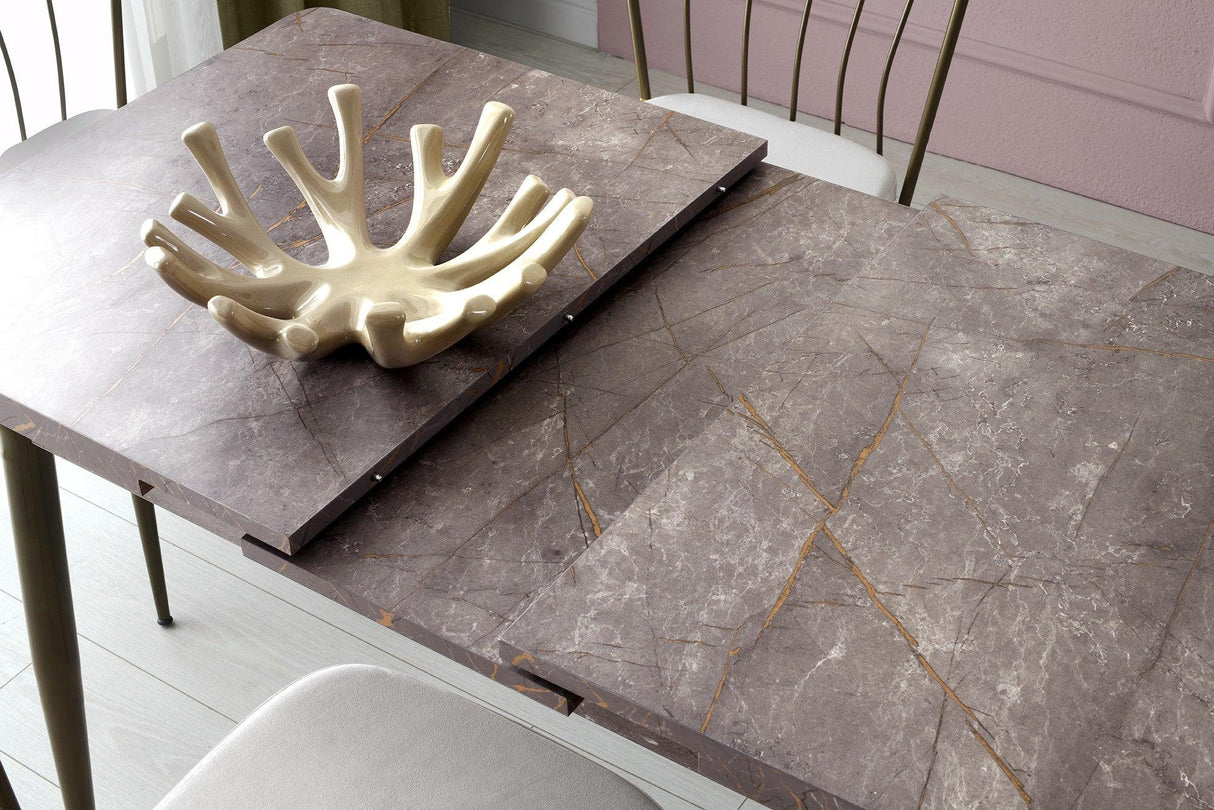 Masa Bucatarie Ay, Gri - Alb - Maro, 120x75x70 cm - Maro