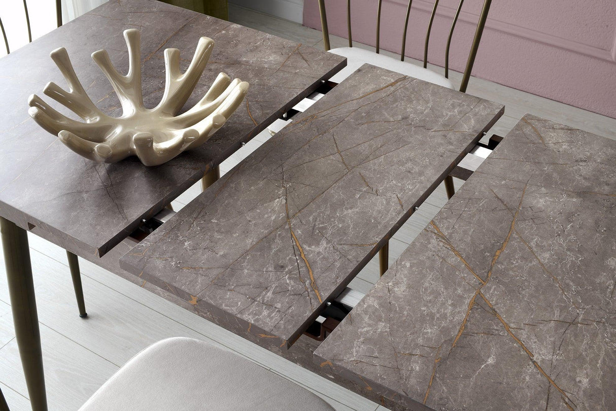 Masa Bucatarie Ay, Gri - Alb - Maro, 120x75x70 cm - Maro