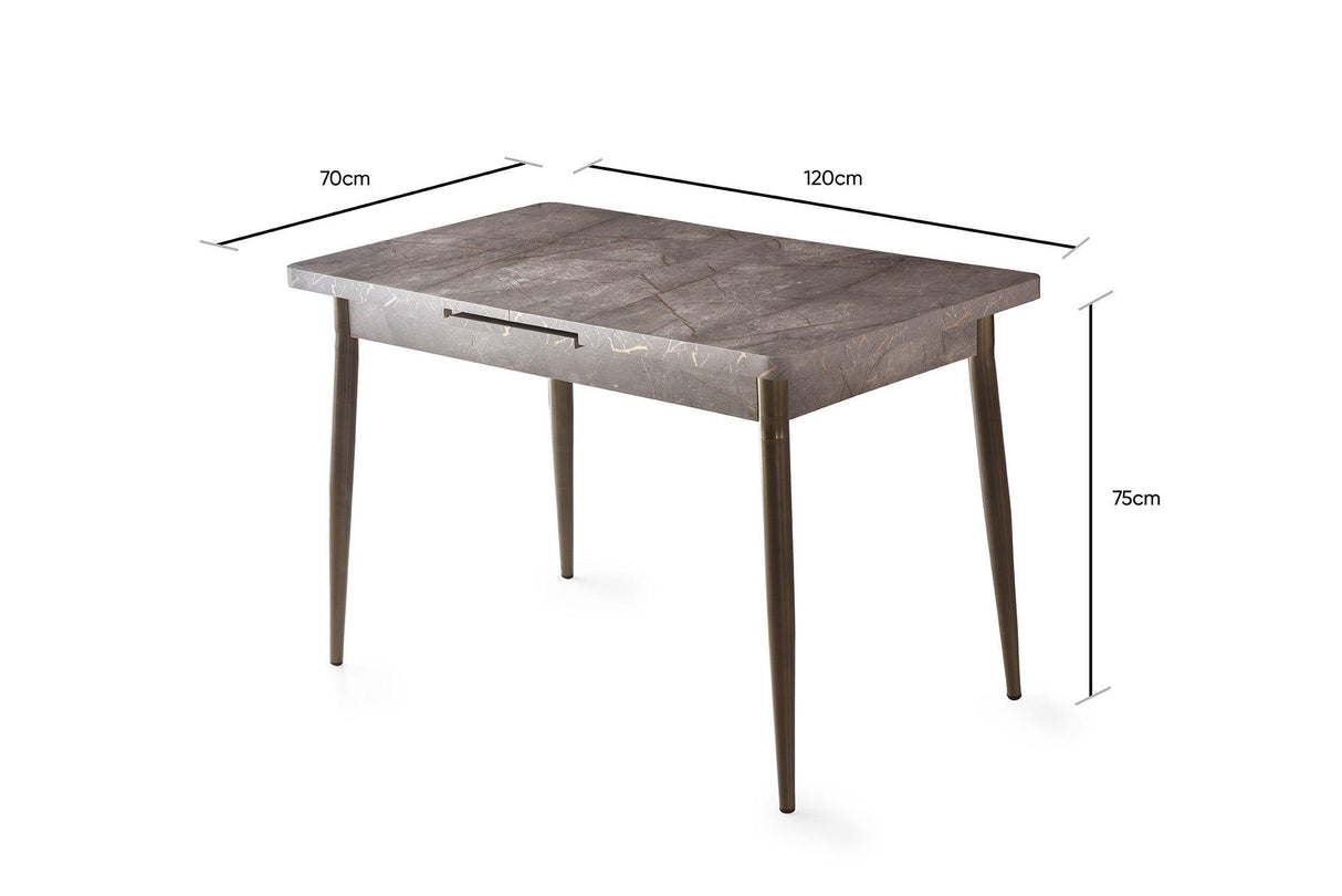 Masa Bucatarie Ay, Gri - Alb - Maro, 120x75x70 cm - Maro