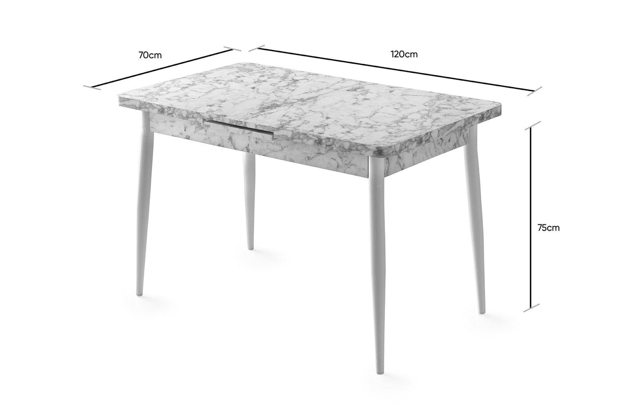 Masa Bucatarie Ay, Gri - Alb - Maro, 120x75x70 cm - Alb