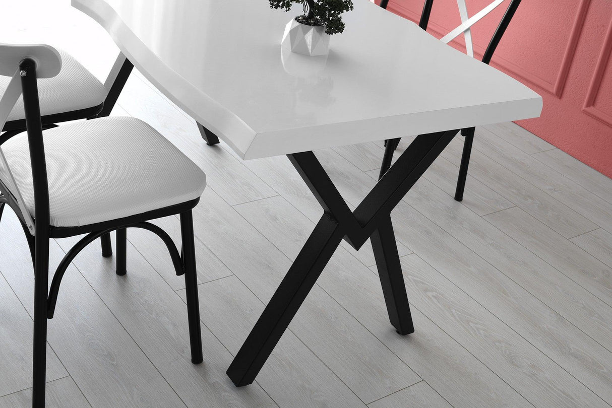 Masa Bucatarie Efor, Nuc - Alb, 140x75x80 cm - Alb