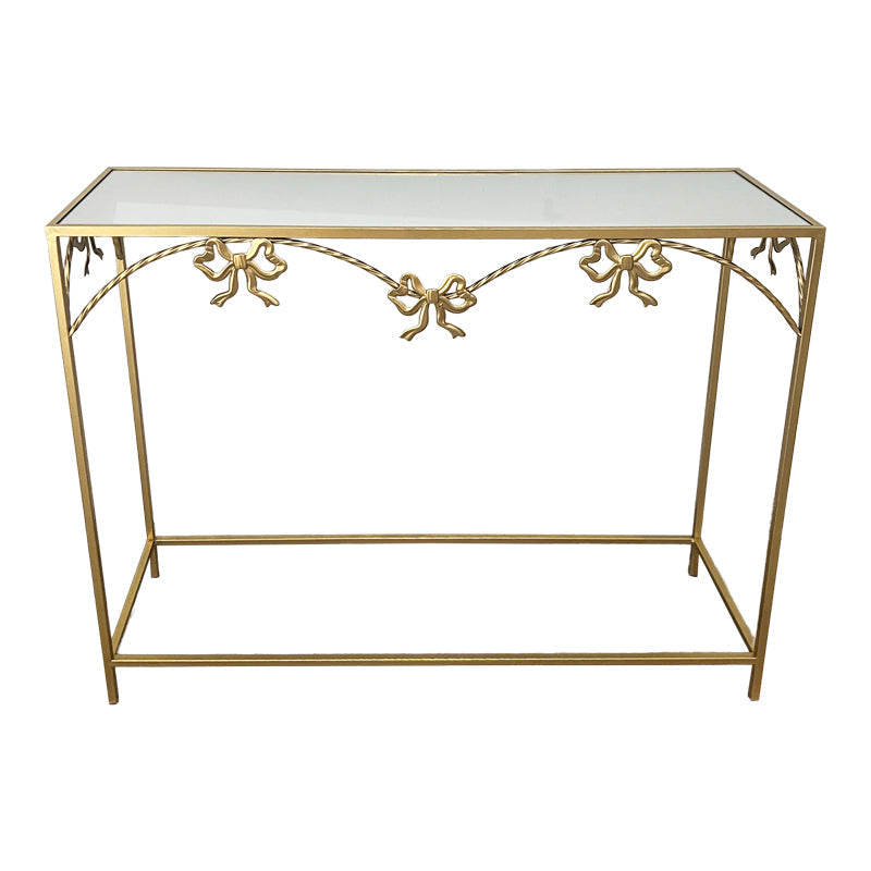 Masa Consolă Frensia, metal Aurit, Auriu, 100x30x80 cm