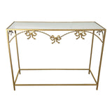 Masa Consolă Frensia, metal Aurit, Auriu, 100x30x80 cm