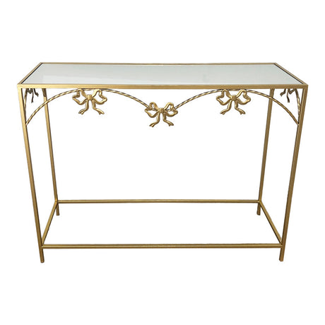 Masa Consolă Frensia, metal Aurit, Auriu, 100x30x80 cm