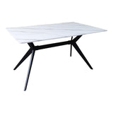 Masa cu aspect de marmura, Ezali, și metal, Alb/Negru, 140x80x75 cm