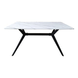 Masa cu aspect de marmura, Ezali, și metal, Alb/Negru, 140x80x75 cm