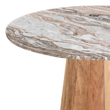 Masa cu blat de marmura Ezerdian, Lemn de Acacia, Natur, D150x76 cm