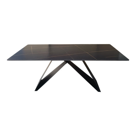 Masa cu finisaj de marmura neagra, metal, 180x90x75 cm