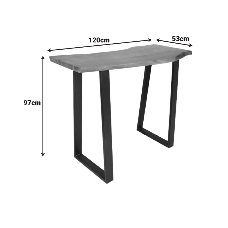 Masa de bar Miles, Lemn masiv acacia, Nuc, 120x53x97 cm