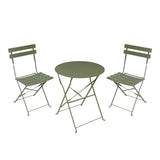 Masa de bistro pliabila cu set de 3 piese, stil urban, metal, verde masliniu, 60x71 cm