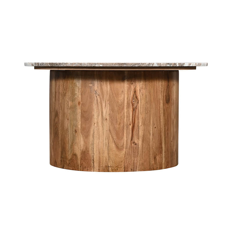 Masa de cafea cu blat de marmura Sergy, Lemn de Acacia Solid, Natur, 70x35 cm, detaliu produs