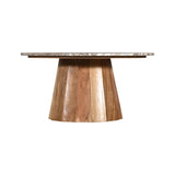 Masa de cafea cu blat din marmura, Ezerdian, Lemn de Acacia, Natur, D90x45 cm