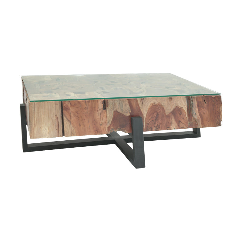 Masă de cafea cu funcție Borth, Lemn Teak, Natur, 135x90x40 cm
